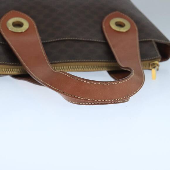 CELINE Macadam Canvas Hand Bag Pvc Leather Brown Gold - Picture 7 of 13